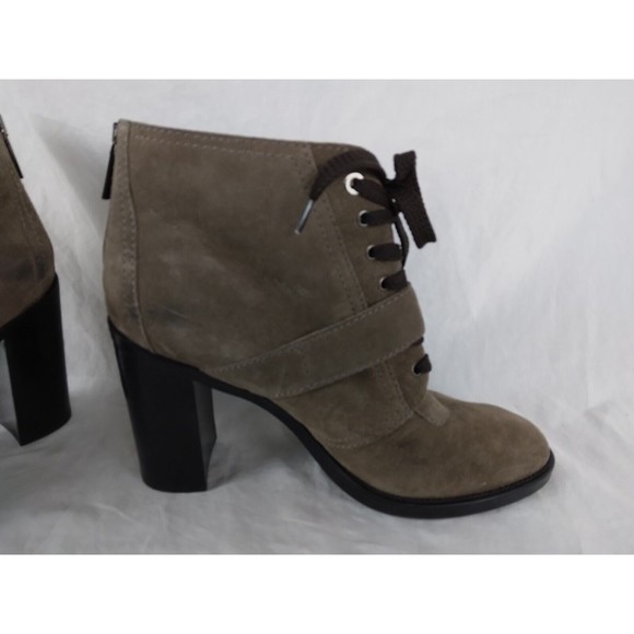 AQUATALIA Grayish Brown Leather Heeled Ankle Boot Lace Up Buckle Womens Size 8.5 - Picture 6 of 9
